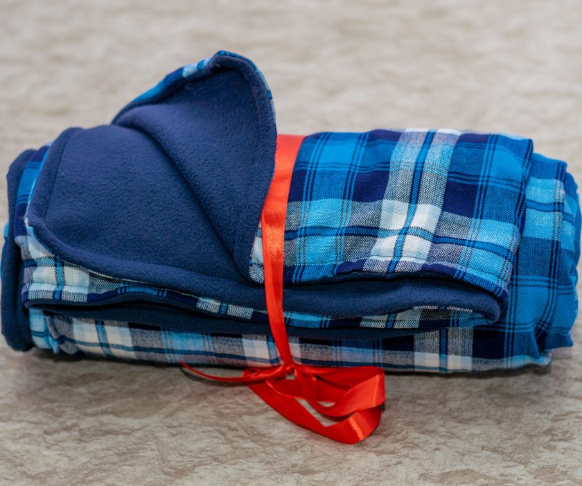 Blue Checked Maasai Light Fleece Blanket - Image 2