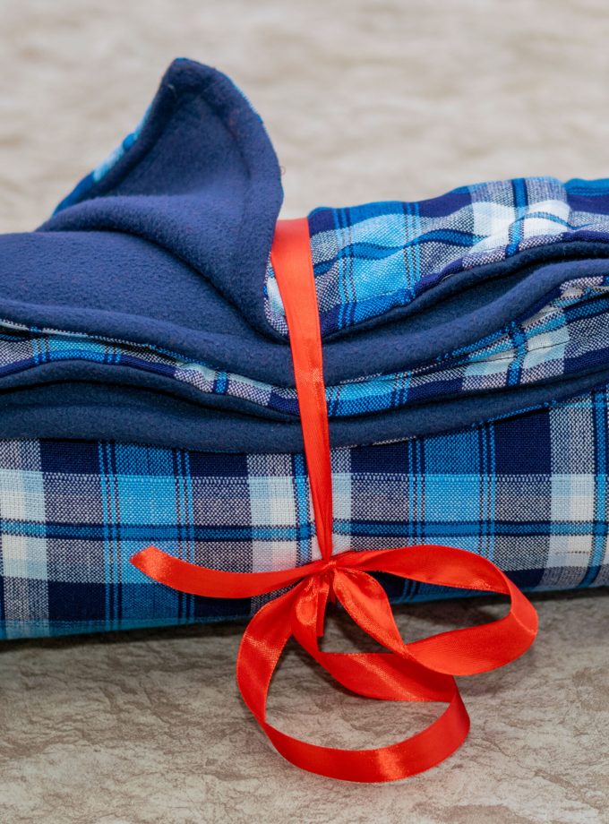 Blue Checked Maasai Light Fleece Blanket