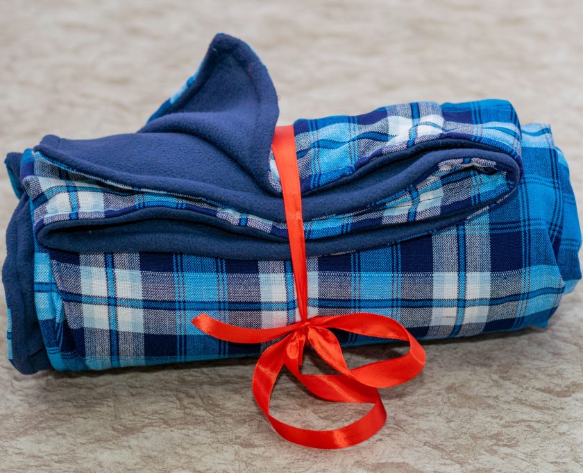 Blue Checked Maasai Light Fleece Blanket