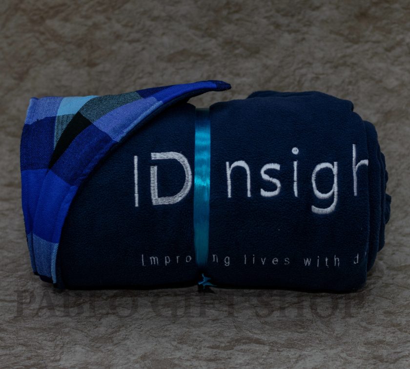 Blue Branded Corporate Maasai Shuka with Light Fleece Blanket - Image 3