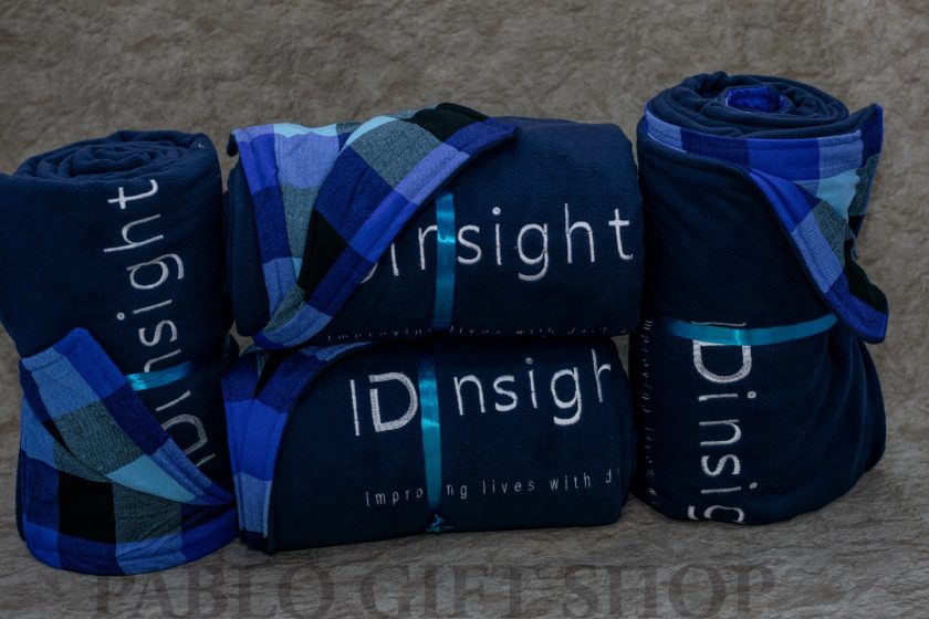Blue Branded Corporate Maasai Shuka with Light Fleece Blanket - Image 2