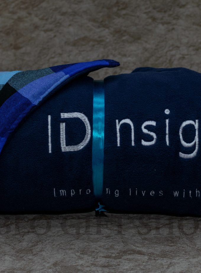 Blue Branded Corporate Maasai Shuka with Light Fleece Blanket