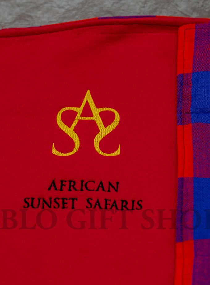 Branded Maasai Blanket with a Light Fleece and Logo
