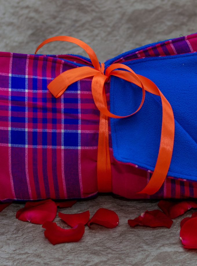 Bright Pink  & Blue Maasai Light Fleece Blanket