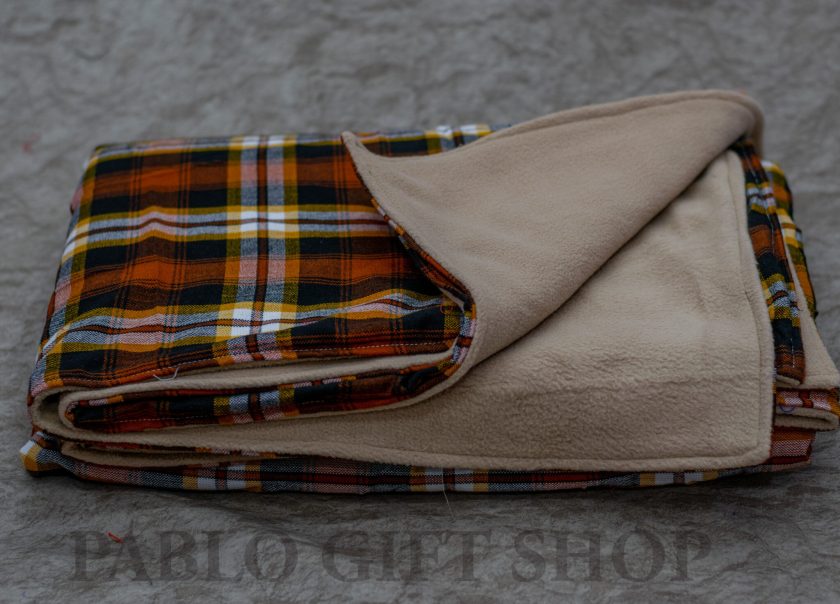 Brown Maasai Shuka blanket with Light Fleece