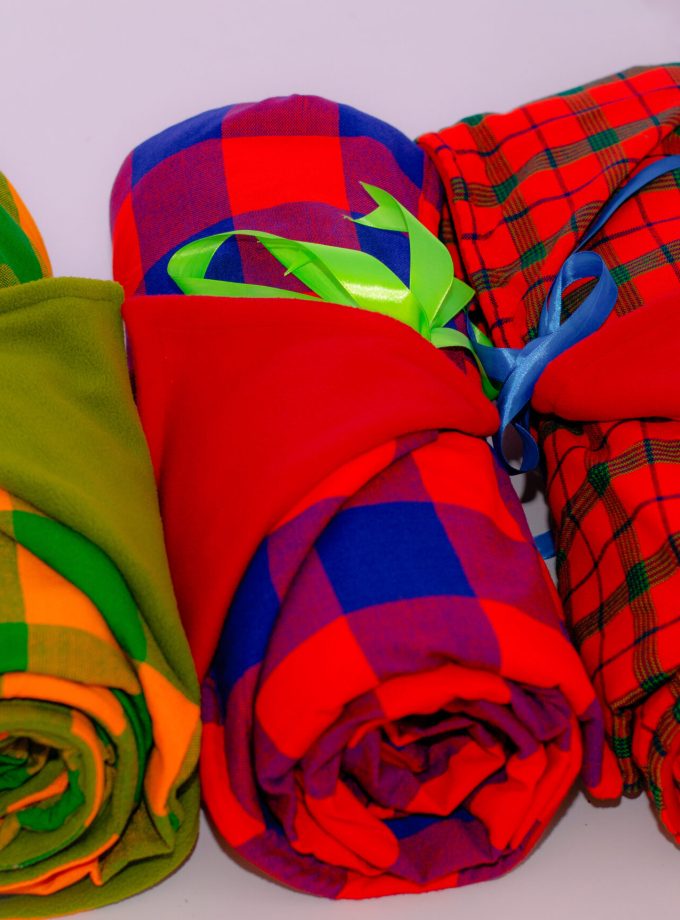 Checked Maasai Light Fleece Blankets