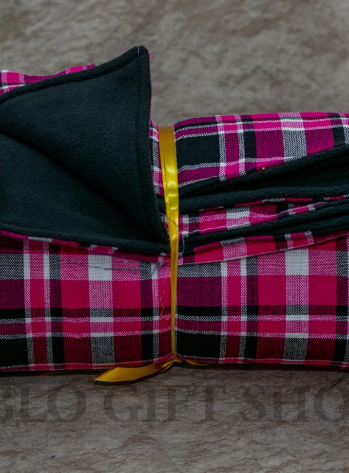 Checked Purple and Black Fleece Blanket