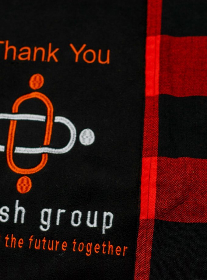 Company logo branded Maasai Shuka with Light Fleece