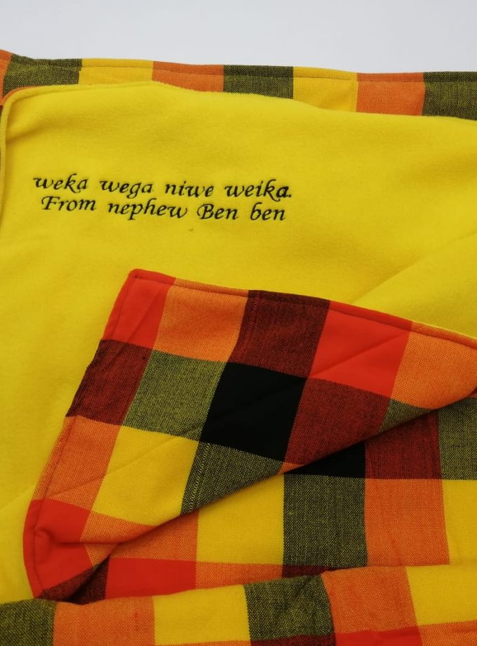 Customized Checked Yellow Fleece Blanket