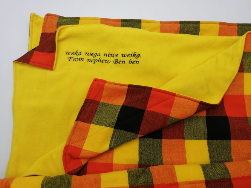 Customized Checked Yellow Fleece Blanket
