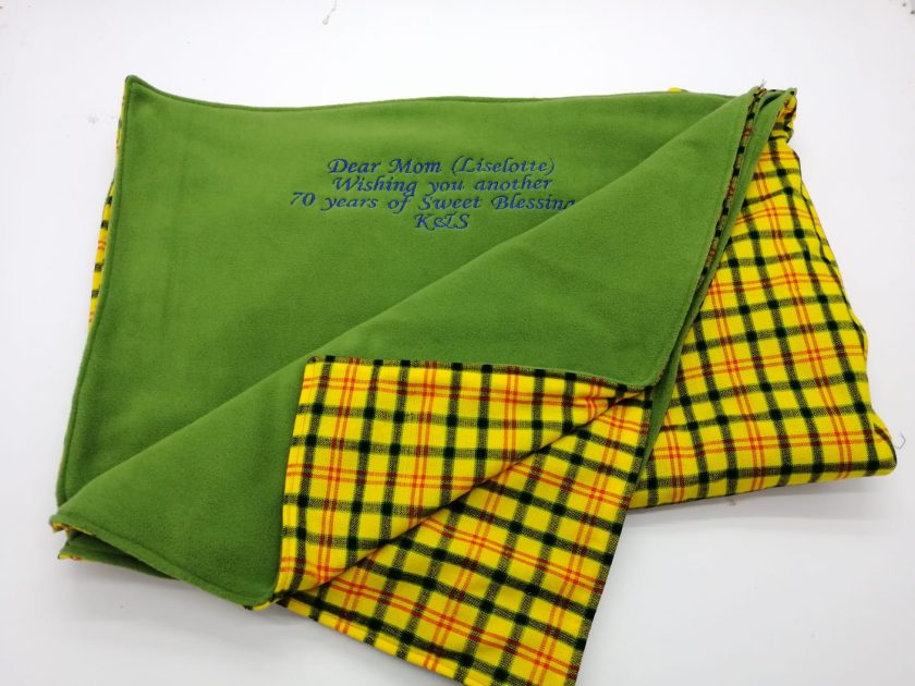 Embroidered Green Light Fleece Blanket