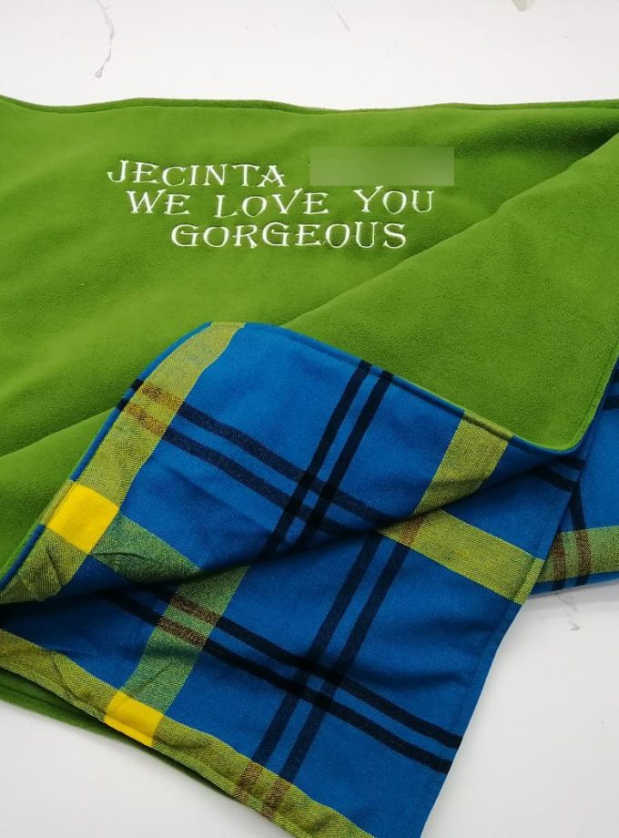 Green Branded Light Fleece Blanket