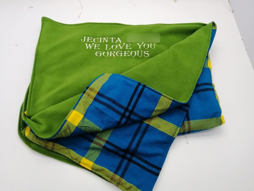 Green Branded Light Fleece Blanket