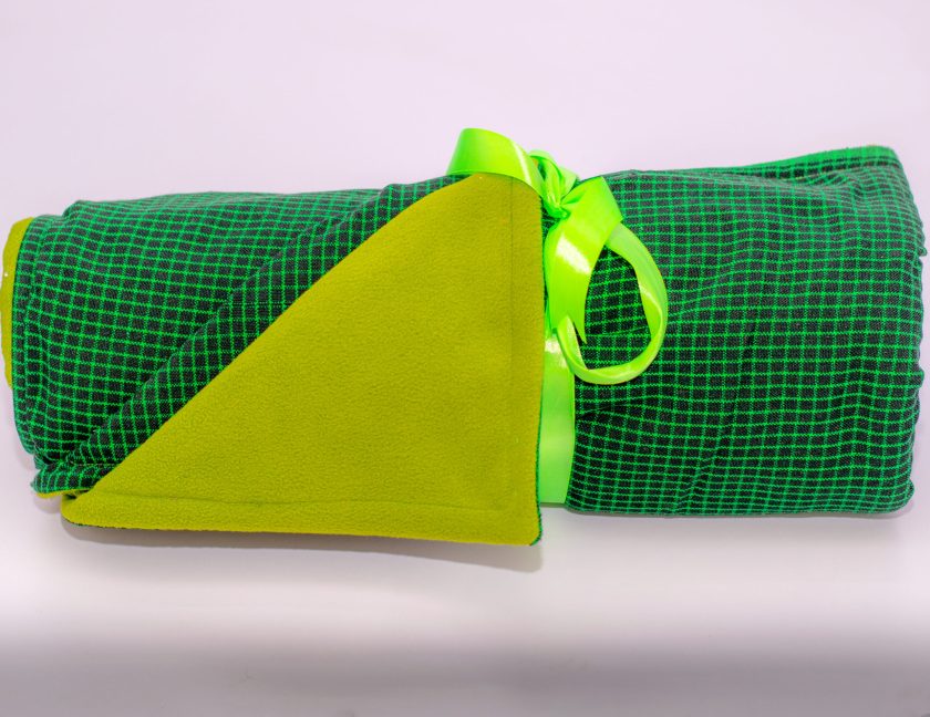 Green Checked Maasai Light Fleece Blanket