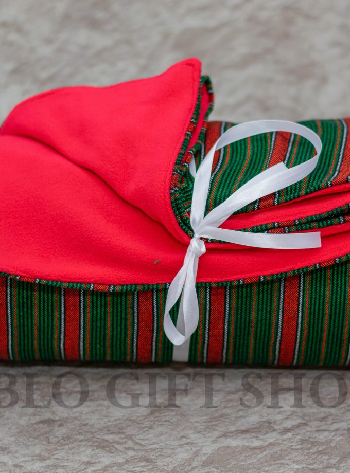 Green Striped Maasai Shuka with Light Fleece