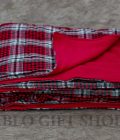 Maroon Checked Maasai Blanket with Light Fleece