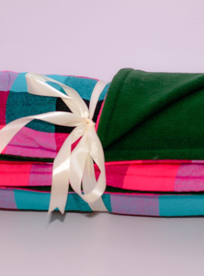 Multi Coloured Maasai Blanket with Light Fleece