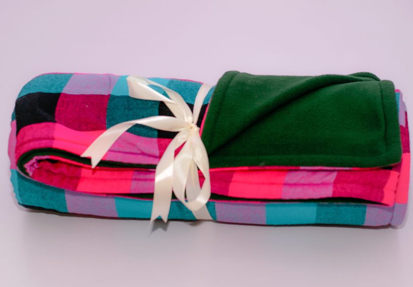 Multi Coloured Maasai Blanket with Light Fleece