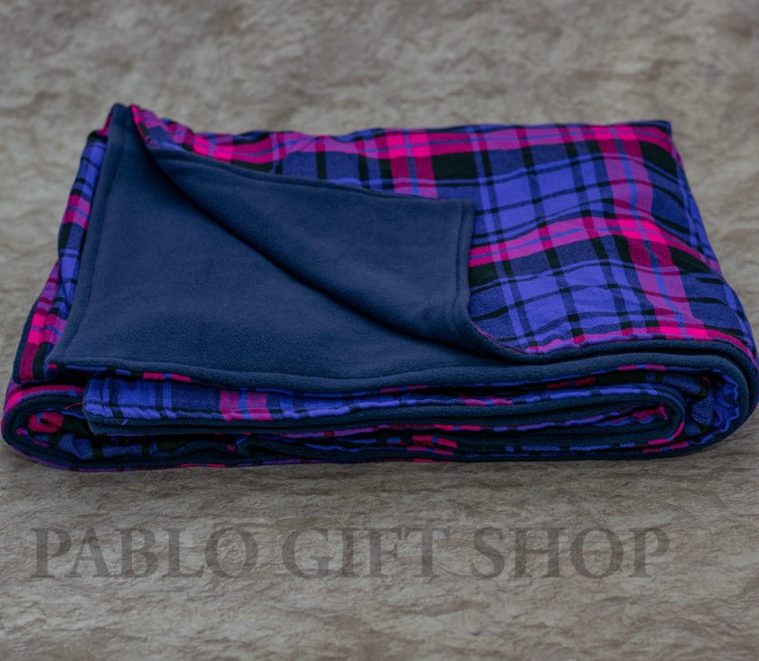 Navy Blue Maasai Blanket with Light Fleece