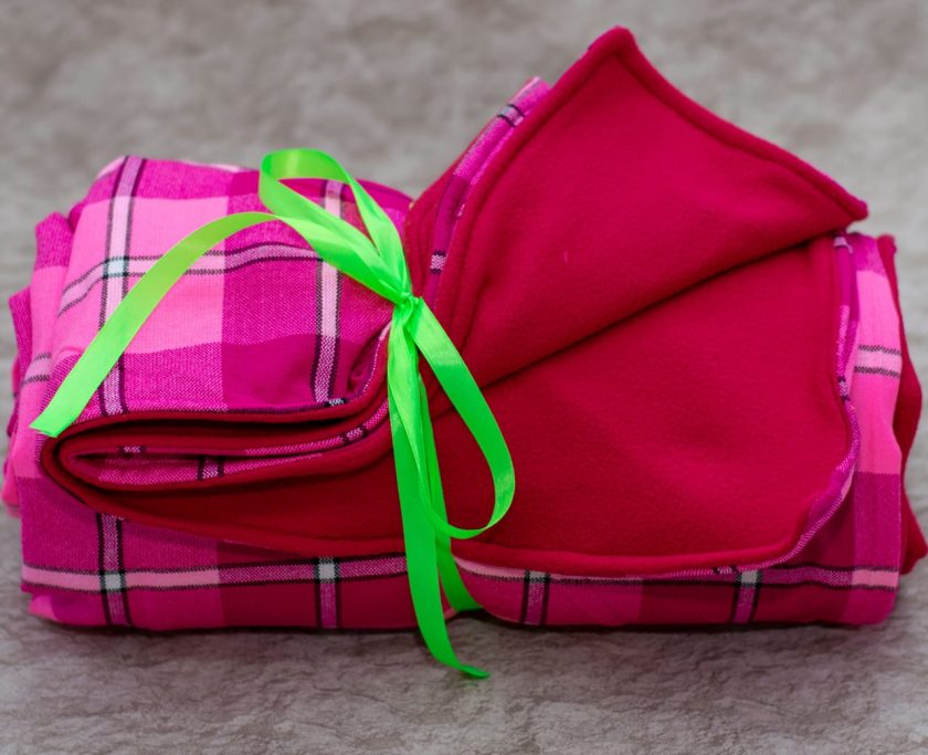 Personalised Checked Pink Blanket with Light Fleece - Image 2