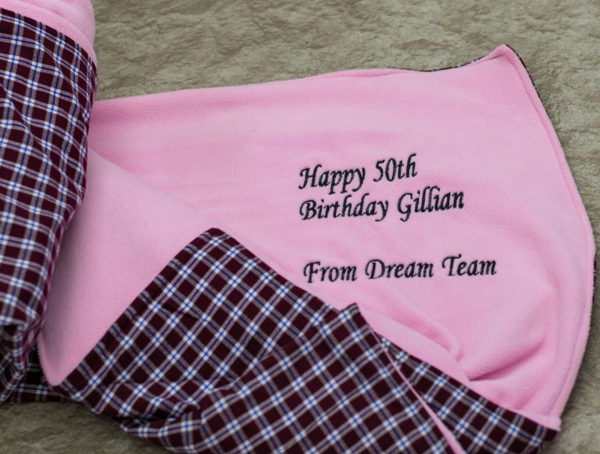 Personalised Pink Blanket with Light Fleece- Birthday