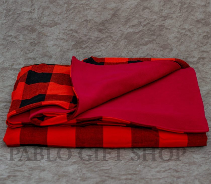 Personalized Corporate Red Maasai Blanket with Light Fleece - Image 2