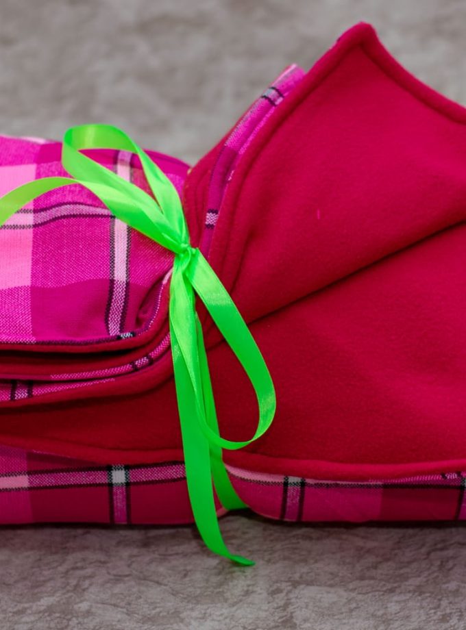 Warm Red Light Fleece with Pink Maasai Shuka