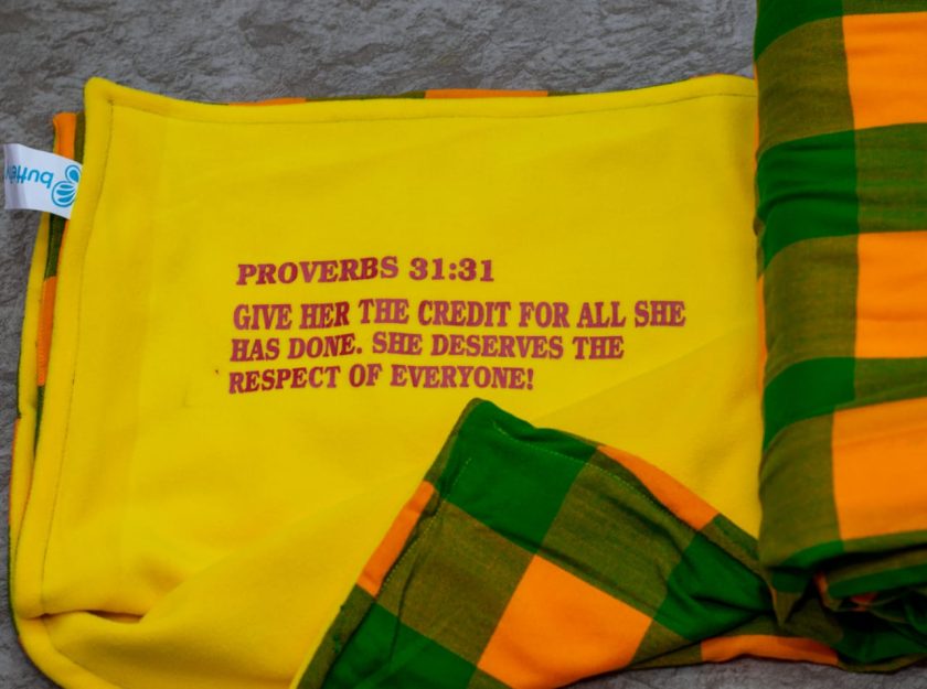Yellow Checked Light Fleece Maasai Blanket - Image 2