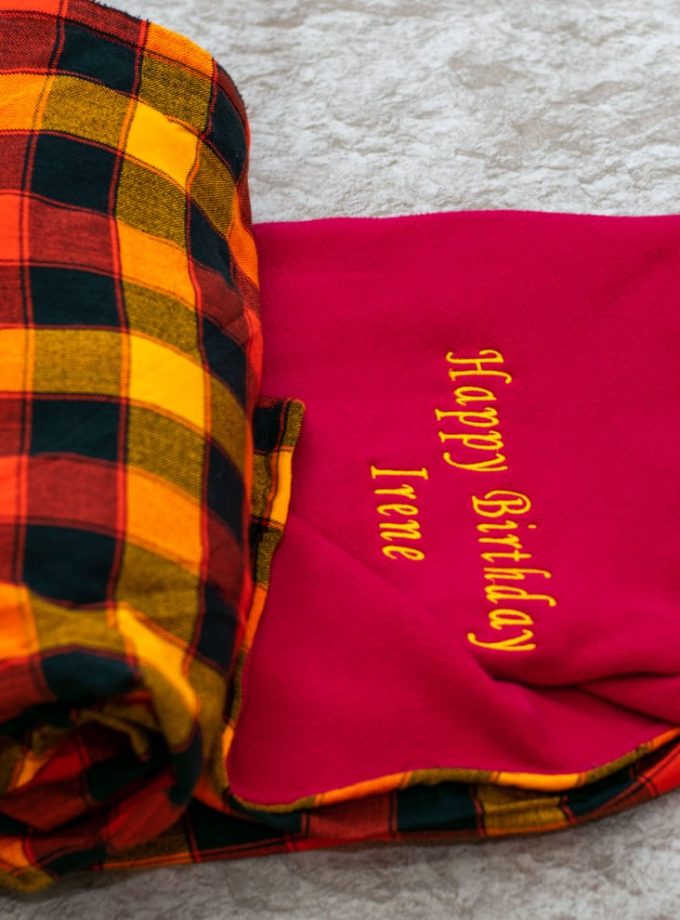 Personalised Checked Light Fleece Blanket