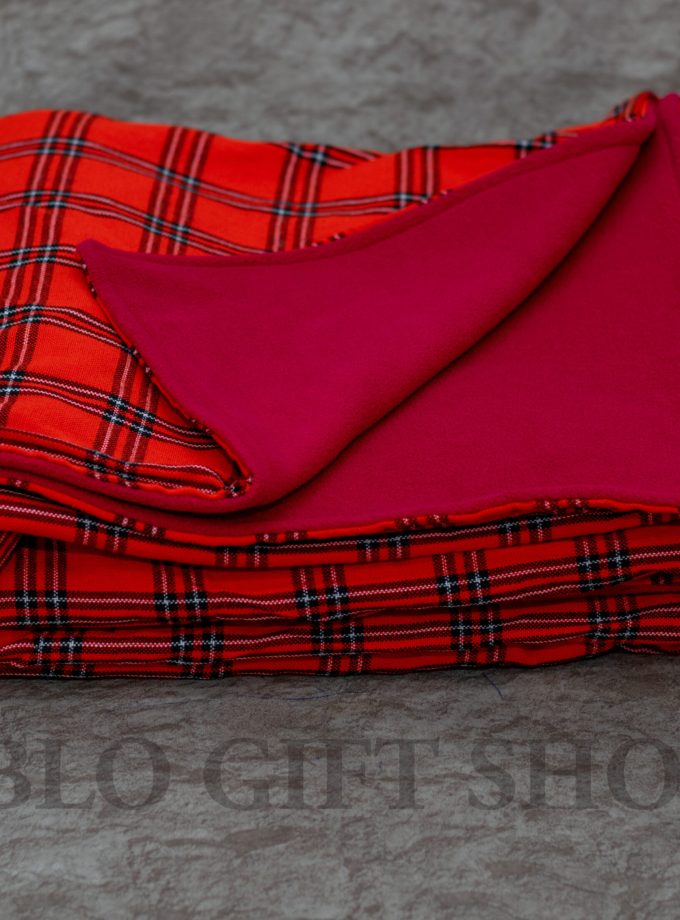 Red Maasai Blanket with Light Fleece