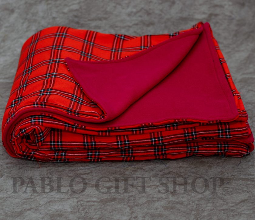 Red Maasai Blanket with Light Fleece