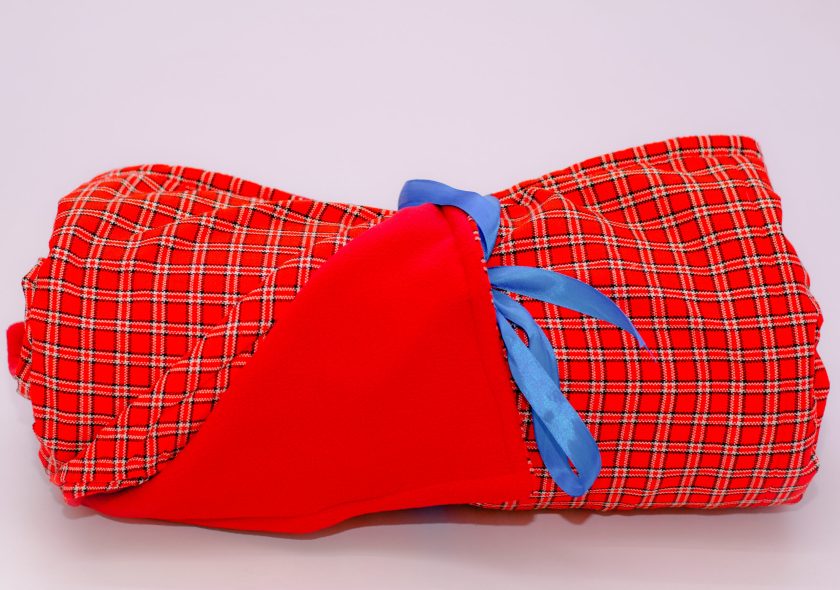 Red Maasai Throw Blanket With Light Fleece