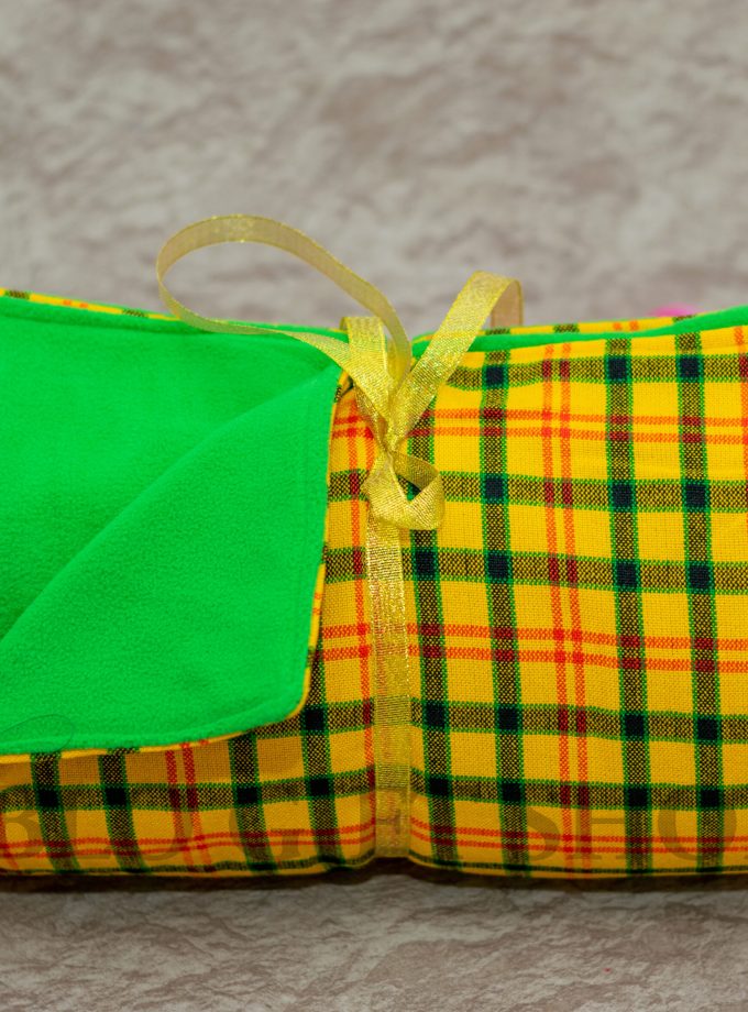 Yellow and Light Green Blanket With Light Fleece