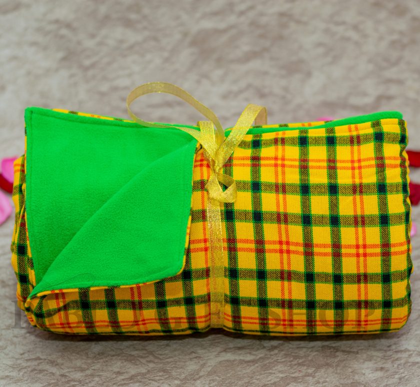 Yellow and Light Green Blanket With Light Fleece