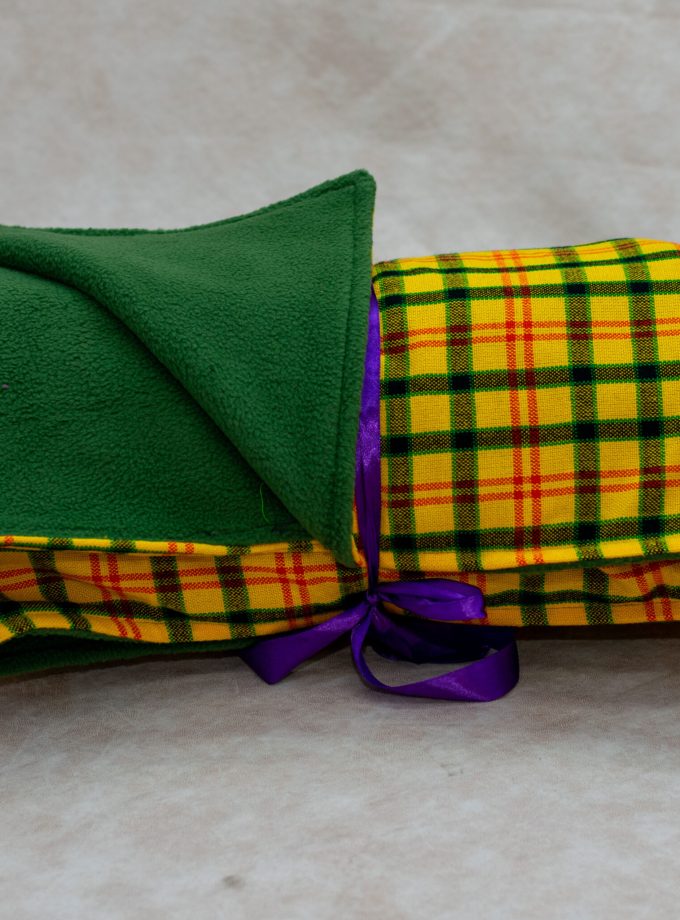Yellow Checked Maasai Blanket with Light Fleece