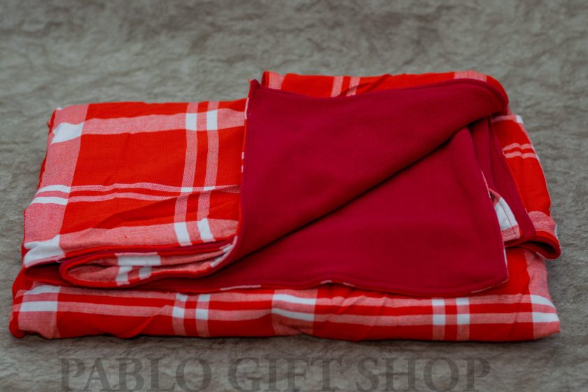 Red Checked Maasai Blanket with Light Fleece